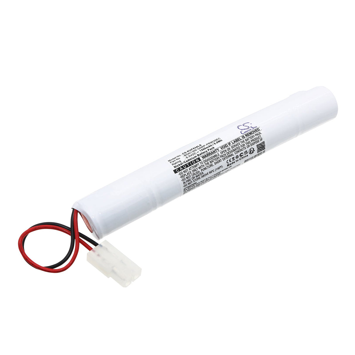 6.0V, Ni-CD, 1500mAh, Batterie d'éclairage de secours compatible avec Kaufel, Bgn1300-5awp-pr9030ec, 850.0034, 9.0Wh Éclairage de secours Cameron Sino Technology Limited