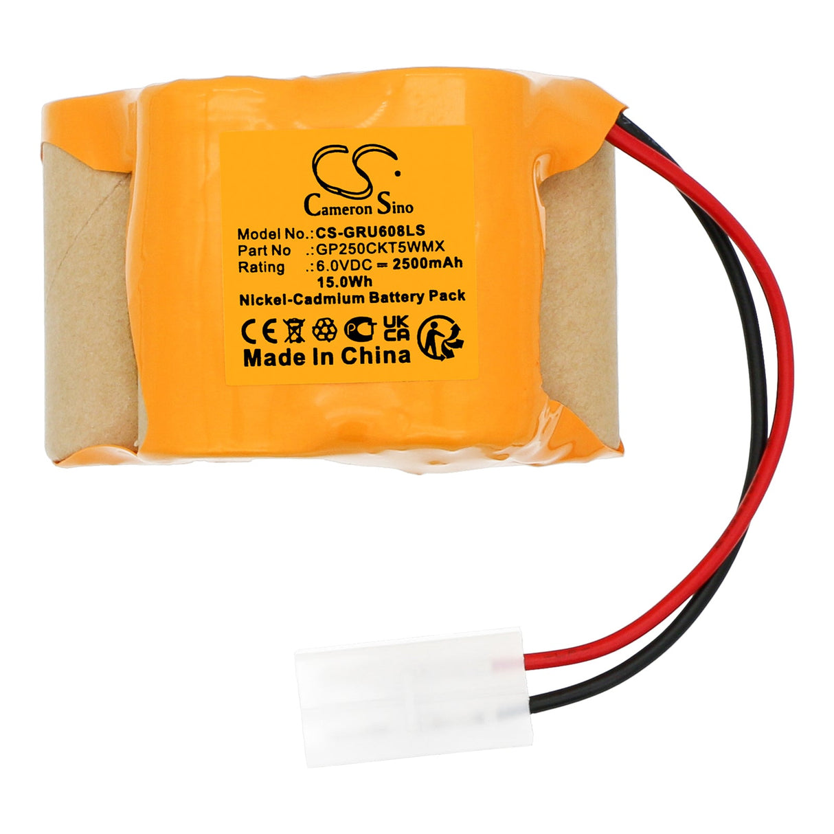6.0V, Ni-CD, 2500mAh, batterie d'éclairage de secours compatible avec Legrand, 5krmt 26/50, 608-92, 15.0Wh Éclairage de secours Cameron Sino Technology Limited