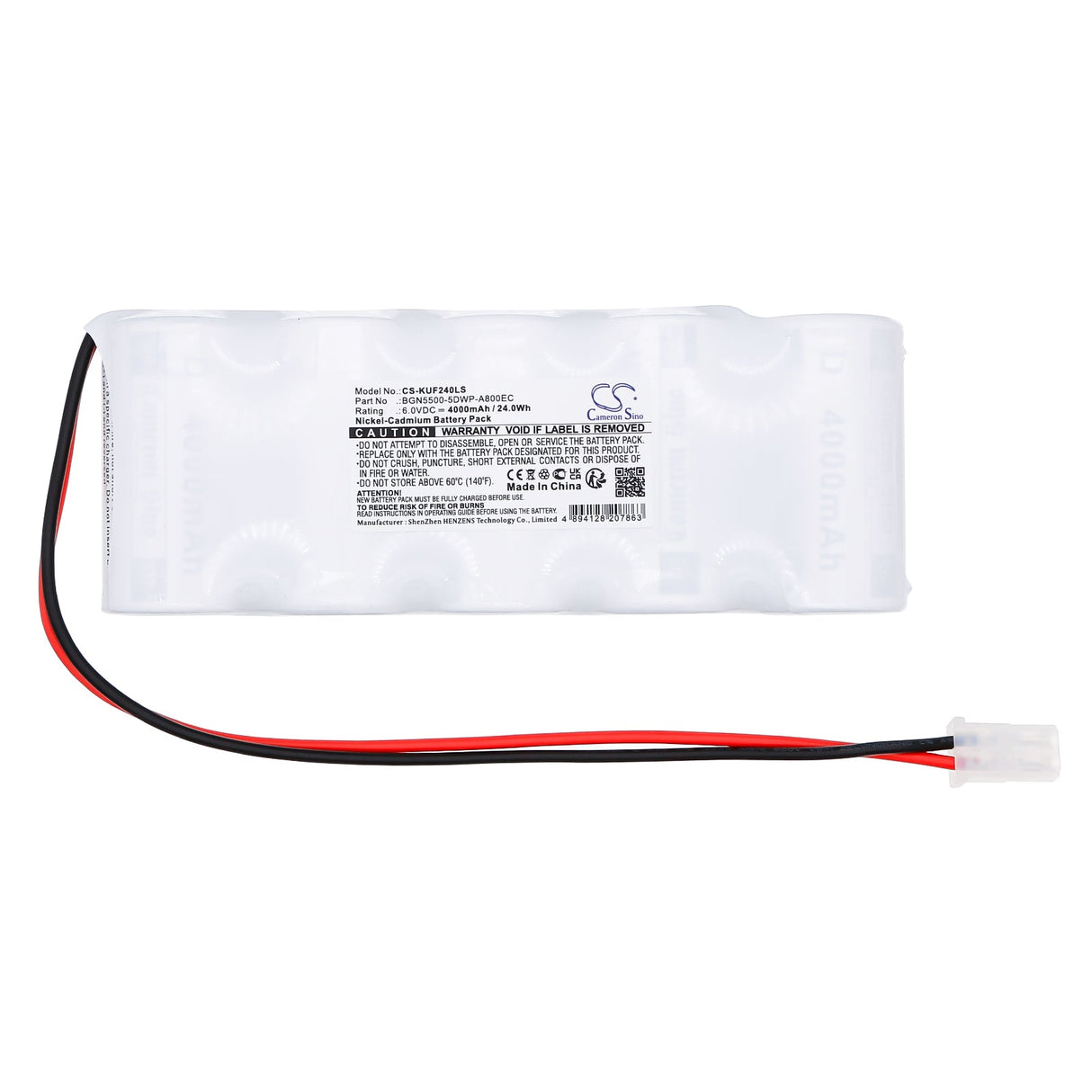 6,0V, Ni-CD, 4000mAh, batterie d'éclairage d'urgence compatible avec Kaufel, Bgn5500-5dwp-a800ec, 002003e, 2024, 24,0Wh Éclairage d'urgence Cameron Sino Technology Limited