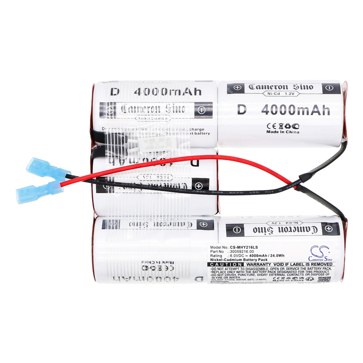 6.0V, Ni-CD, 4000mAh, batterie d'éclairage de secours compatible avec Tiga, Mica, 30059216, Halogène Y216f, My0837f, 24.0Wh Éclairage de secours Cameron Sino Technology Limited