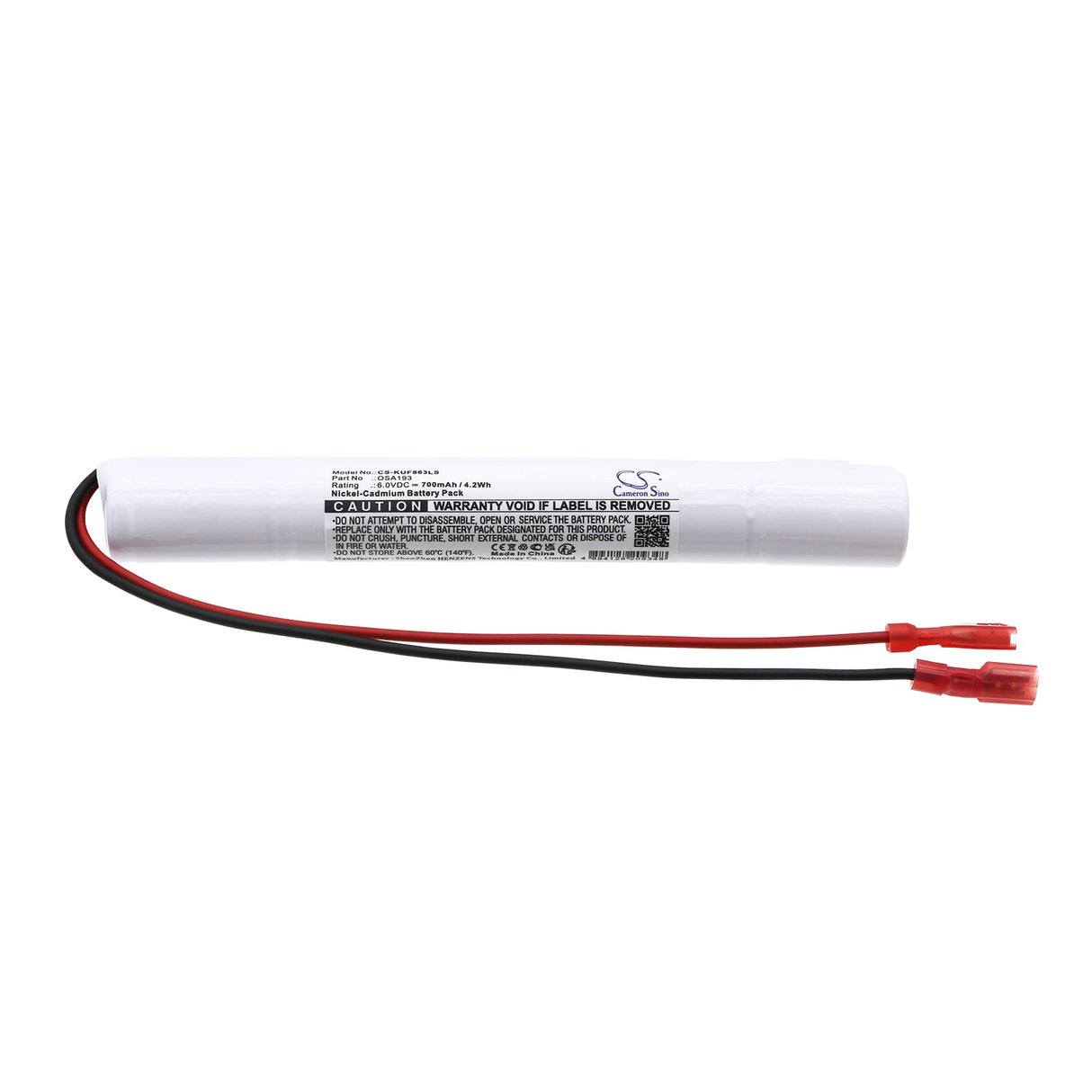 6.0V, Ni-CD, 700mAh, Batterie d'éclairage d'urgence compatible avec Kaufel, Osa193, 850.0063, 4.2Wh Éclairage d'urgence Cameron Sino Technology Limited