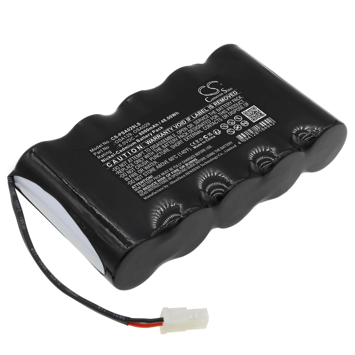6.0V, Ni-CD, 8000mAh, batterie d'éclairage de secours compatible avec Powersonic, Osa029, A13146-4, 48.00Wh Éclairage de secours Cameron Sino Technology Limited