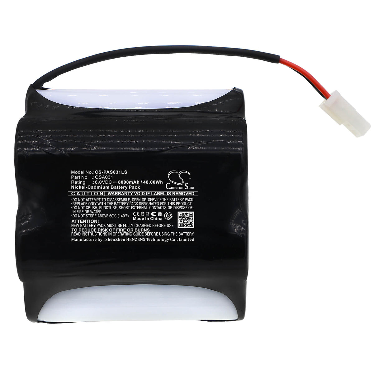 6.0V, Ni-CD, 8000mAh, batterie d'éclairage d'urgence compatible avec Powersonic, Osa031, A13463, Psd5, 48.00Wh Éclairage d'urgence Cameron Sino Technology Limited