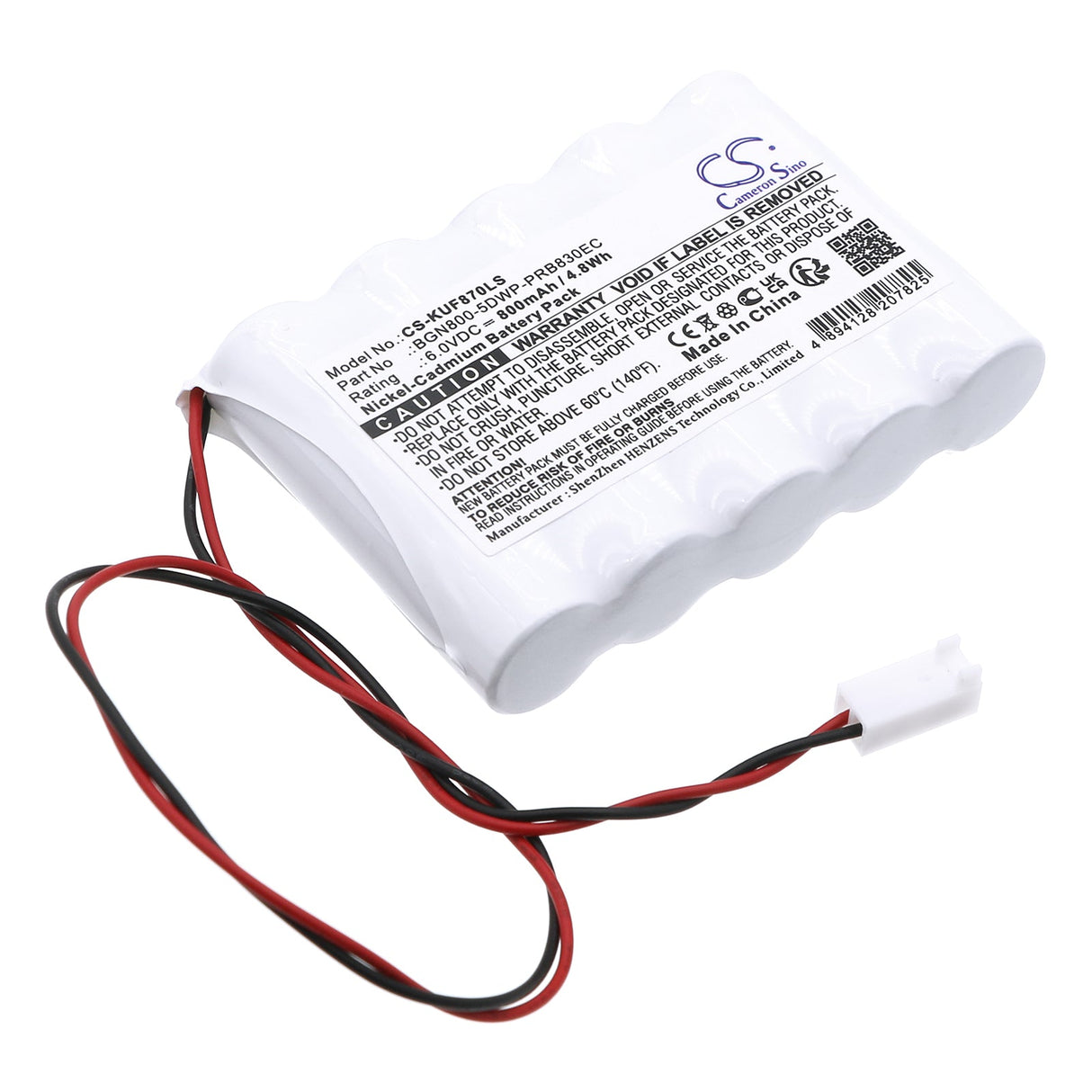 6.0V, Ni-CD, 800mAh, batterie d'éclairage de secours compatible avec Kaufel, Bgn800-5dwp-prb830ec, 1870, 11110, 4.8Wh Éclairage de secours Cameron Sino Technology Limited