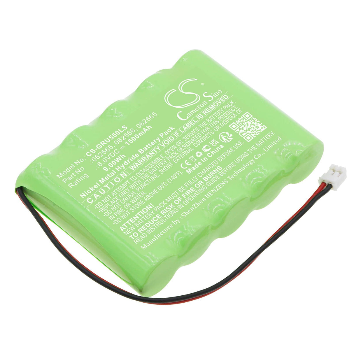 6.0V, Ni-MH, 1500mAh, batterie d'éclairage d'urgence compatible avec Legrand, 62565, Baes Addressable, Sati Connected, 9.00Wh Éclairage d'urgence Cameron Sino Technology Limited