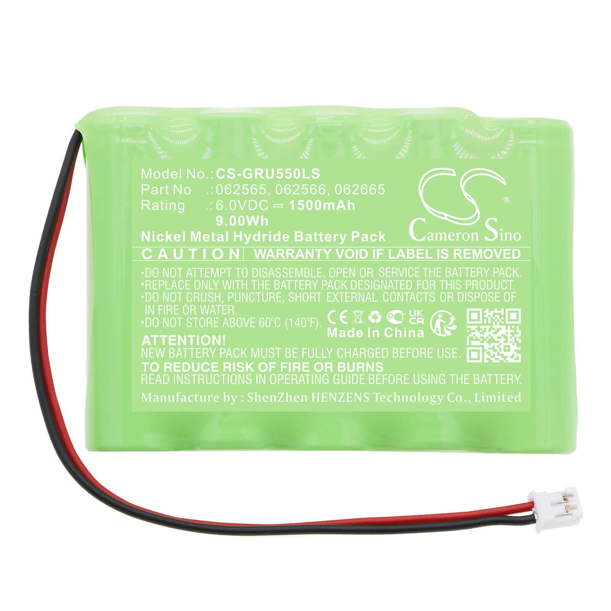 6.0V, Ni-MH, 1500mAh, batterie d'éclairage d'urgence compatible avec Legrand, 62565, Baes Addressable, Sati Connected, 9.00Wh Éclairage d'urgence Cameron Sino Technology Limited