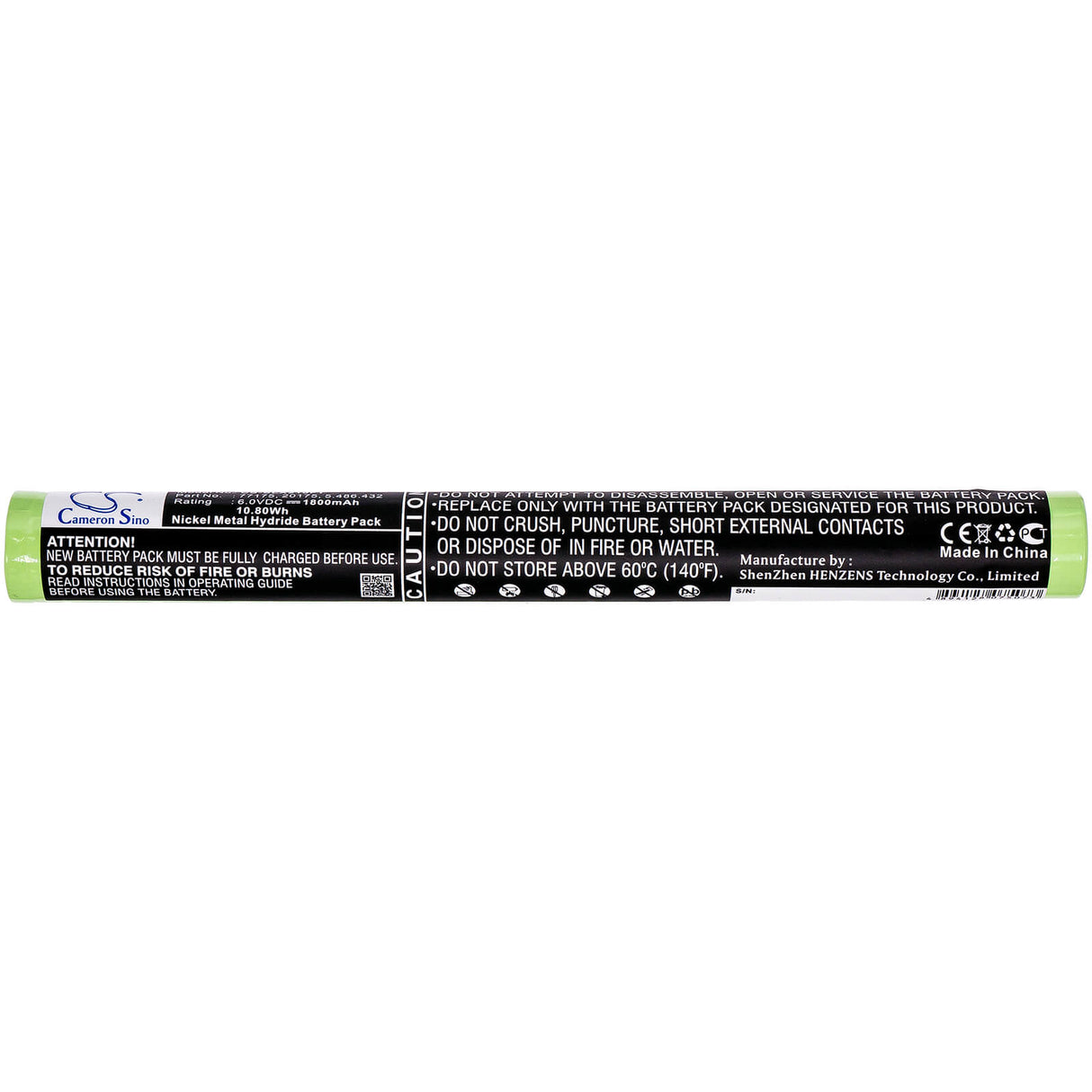 6.0V, Ni-MH, 1800mAh, Flashlight battery fits Streamlight, 20175, Sl20x-led, Ultrastinger, 10.8Wh Flashlight Cameron Sino Technology Limited