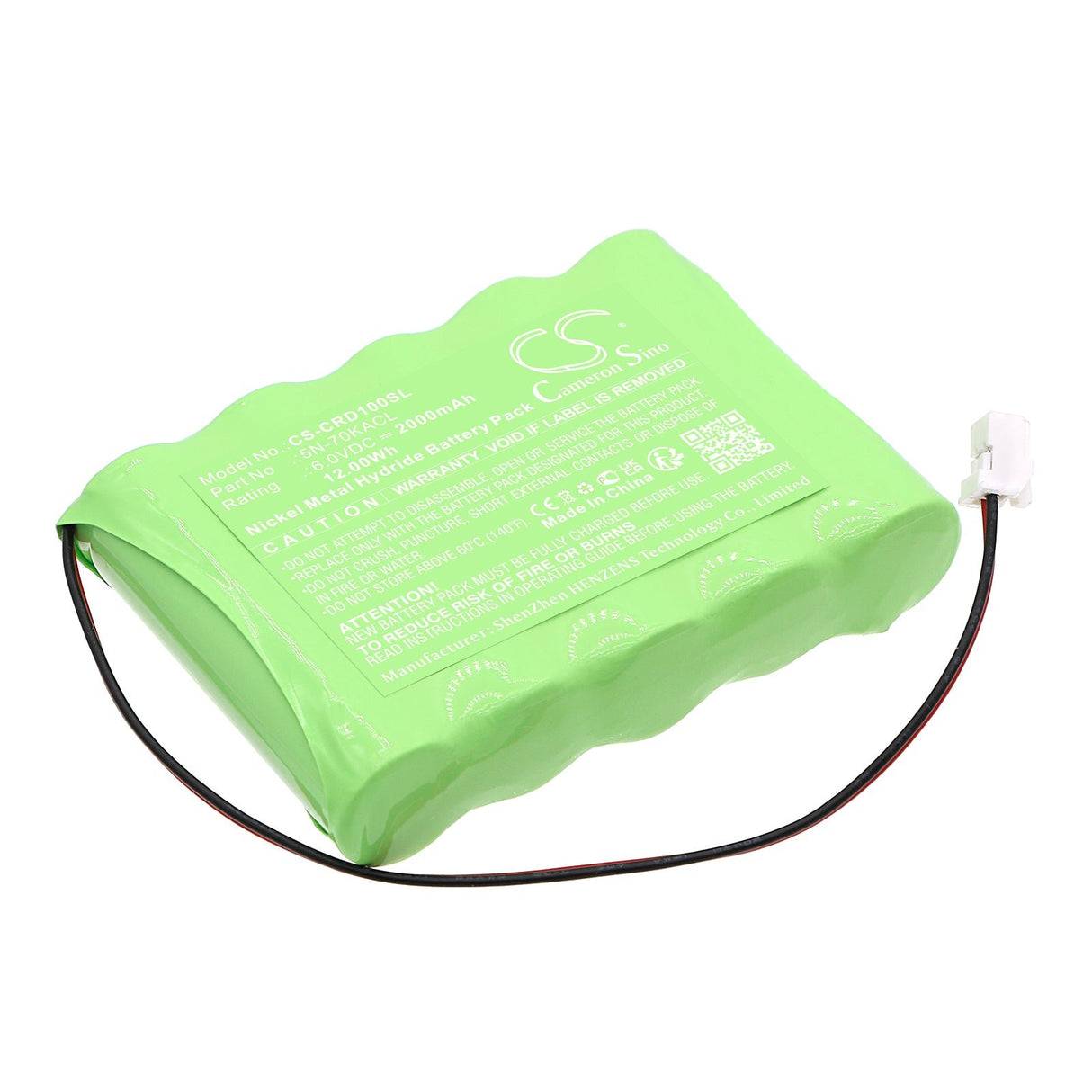 6.0V, Ni-MH, 2000mAh, Batterie d'équipement compatible avec Cedar, Cd-100m, 12.00Wh Équipement, Enquête, Test Cameron Sino Technology Limited
