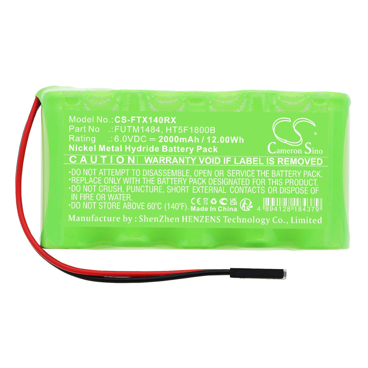 6.0V, Ni-MH, 2000mAh, Remote Controller battery fits Futaba, Futm1484, Transmitter 10j, Transmitter 14sg, 12Wh Remote Controller Cameron Sino Technology Limited