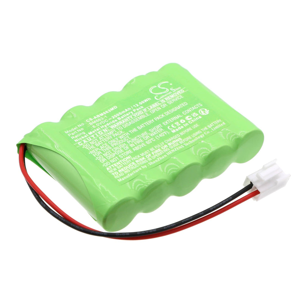 6.0V, Ni-MH, 2000mAh, batterie médicale compatible avec New Age, Bm663-1, Emavit, Ionotens, 12.00Wh Medical Cameron Sino Technology Limited (Médical)