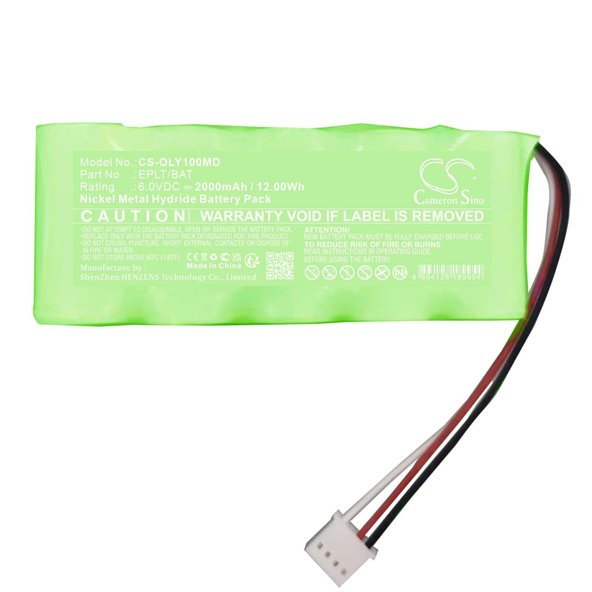 6.0V, Ni-MH, 2000mAh, Batterie médicale compatible avec Olympus, Eplt/bat, Epoch Lt Ultrasonic Flaw Detec, 12.00Wh Medical Cameron Sino Technology Limited (Médical)