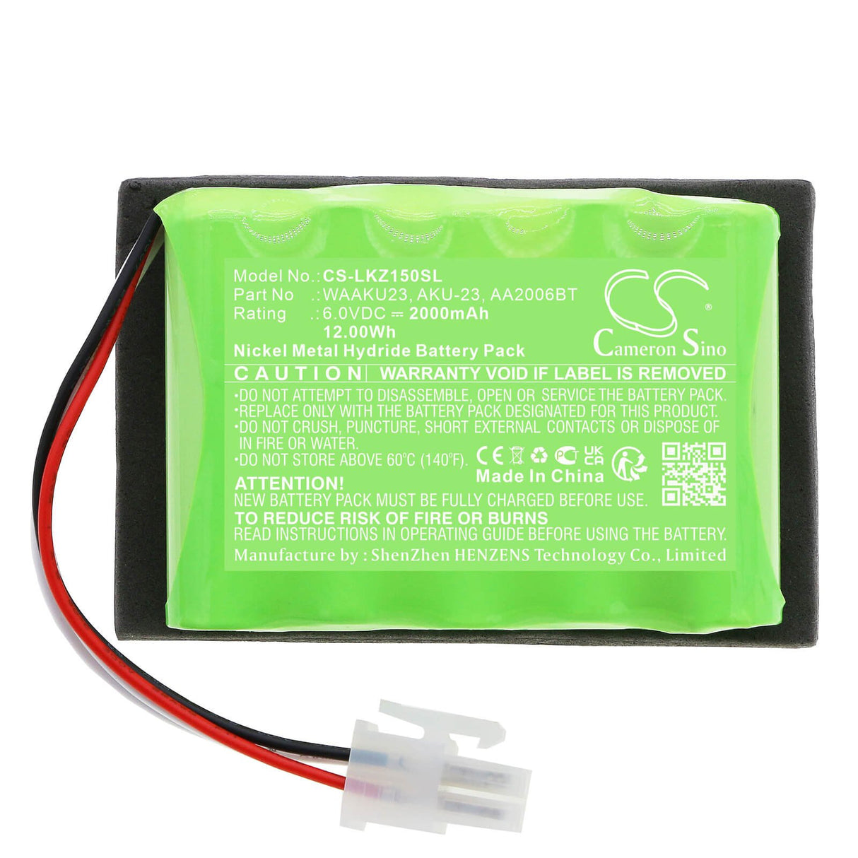 6.0V, Ni-MH, 2000mAh, Batterie d'équipement compatible avec Sonel, Aa2006bt, Détecteur de câbles LKZ-1500, 12Wh Équipement, Enquête, Test Cameron Sino Technology Limited