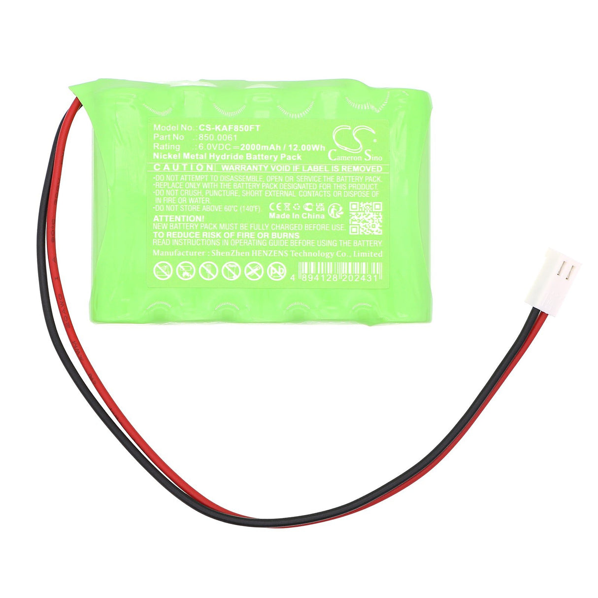 6.0V, Ni-MH, 2000mAh, Batterie d'éclairage de secours compatible avec Kaufel, 850.0061, 850.0061, 12.0Wh Éclairage de secours Cameron Sino Technology Limited