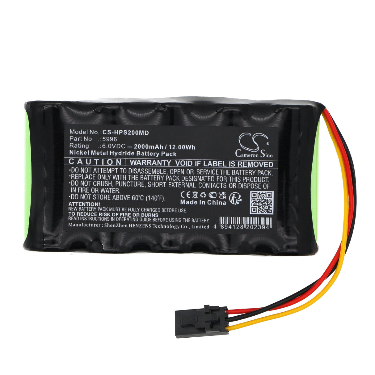 6.0V, Ni-MH, 2000mAh, Medical battery fits Healthdyne, 5996, Smart 2 Monitor, 12.00Wh Medical Cameron Sino Technology Limited (Medical)