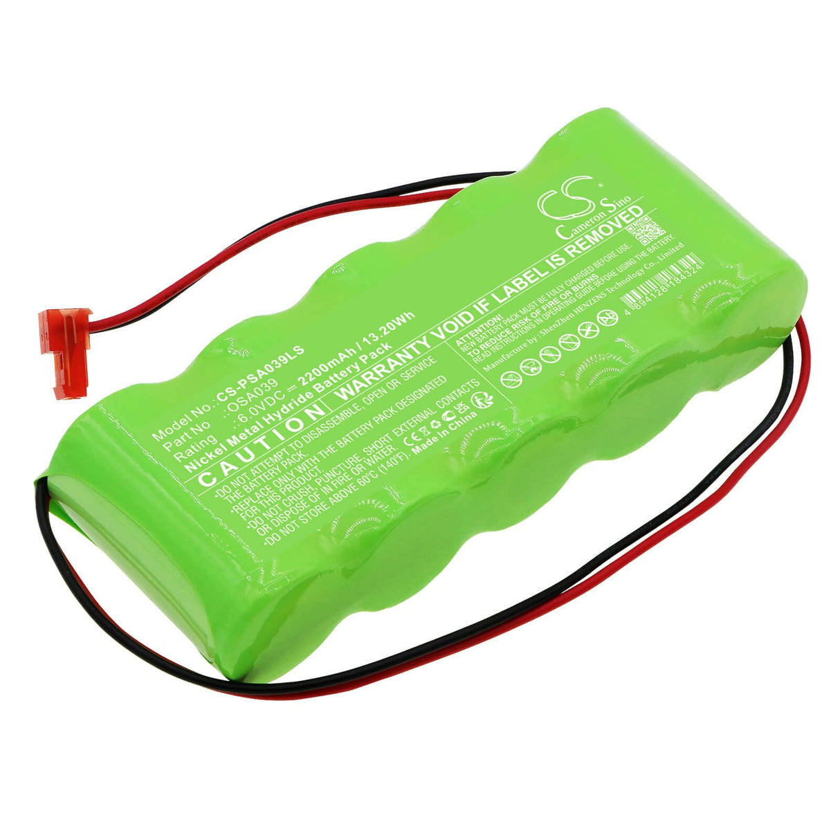 6.0V, Ni-MH, 2200mAh, Batterie d'éclairage d'urgence compatible avec Powersonic, Osa039, A13146-10, 13.20Wh Éclairage d'urgence Cameron Sino Technology Limited