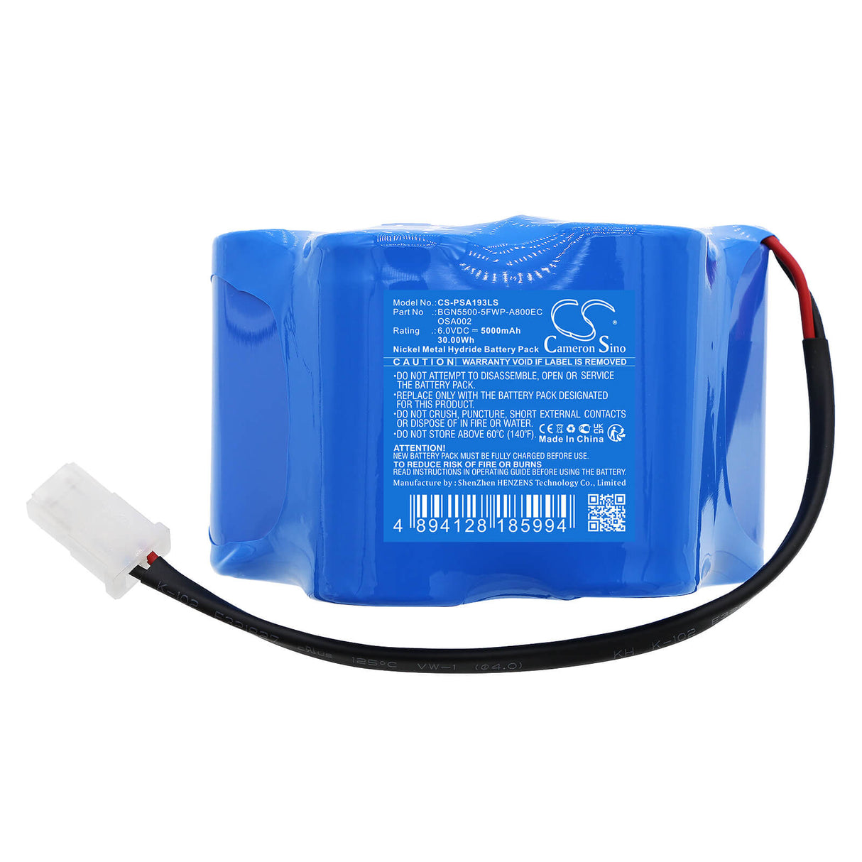 6.0V, Ni-MH, 5000mAh, batterie d'éclairage d'urgence compatible avec Panasonic, Powersonic, Bgn5500-5fwp-a800ec, A19390-2, 30.00Wh Éclairage d'urgence Cameron Sino Technology Limited