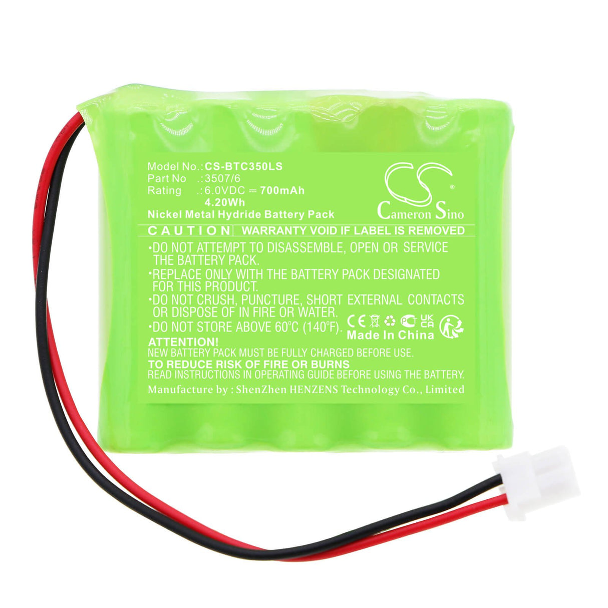 6.0v, Ni-mh, 700mah, Alarm Battery Fits Bticino, 3486, 3507/6, 4.20wh Alarm System Cameron Sino Technology Limited
