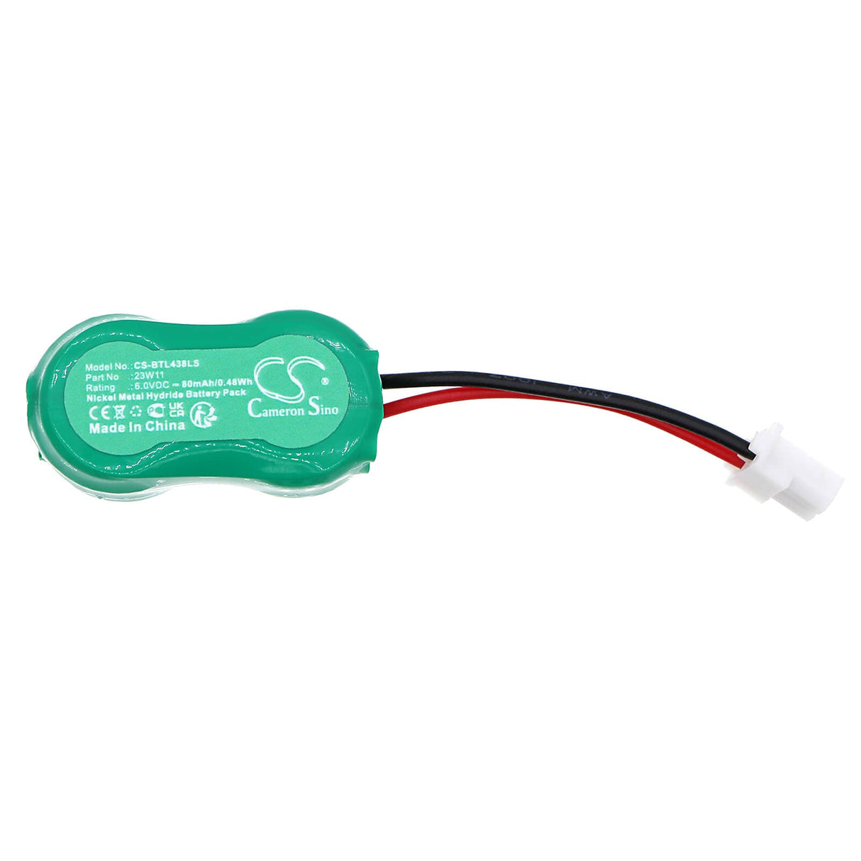 6.0V, Ni-MH, 80mAh, Batterie d'éclairage d'urgence compatible avec Bticino, 23w11, L4380/b, N/nt/l4608, 0.48Wh Éclairage d'urgence Cameron Sino Technology Limited