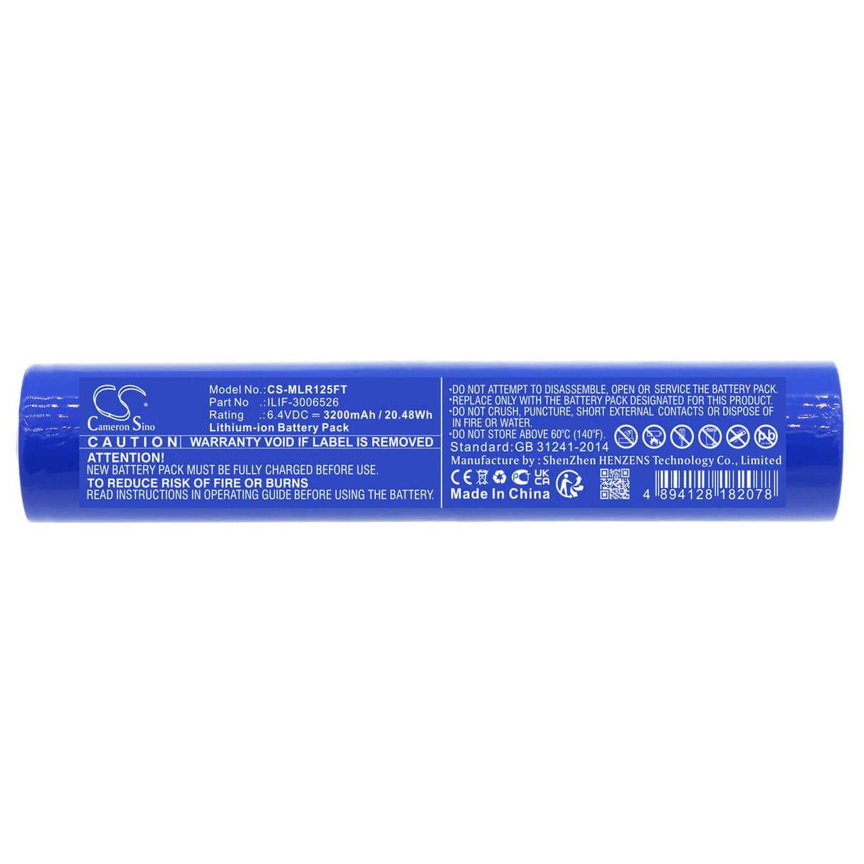 6.4V, LiFePO4, 3200mAh, Flashlight battery fits Maglite, Ilif-3006526, Ml125, Ml150lr, 20.48Wh Flashlight Cameron Sino Technology Limited