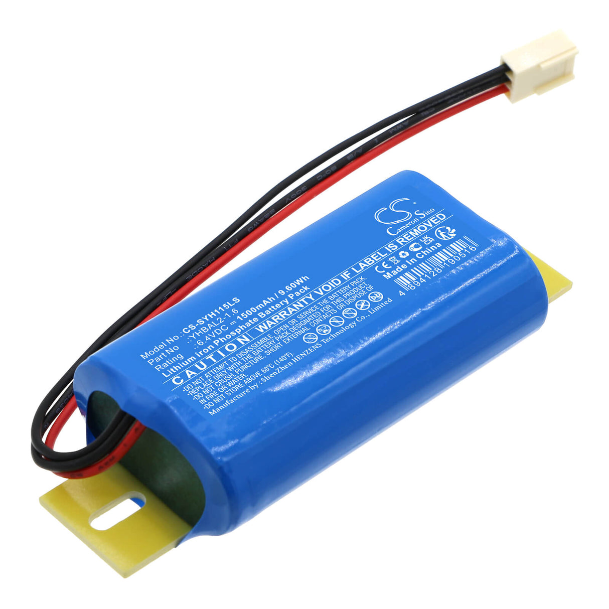 6.4V, LiFePO4, 1500mAh, batterie d'éclairage de secours convient à Streamer, Yhbal2-1.6, Yh11b-05wl, Yh11b-05wl-55, 9.60Wh Éclairage d'urgence Cameron Sino Technology Limited