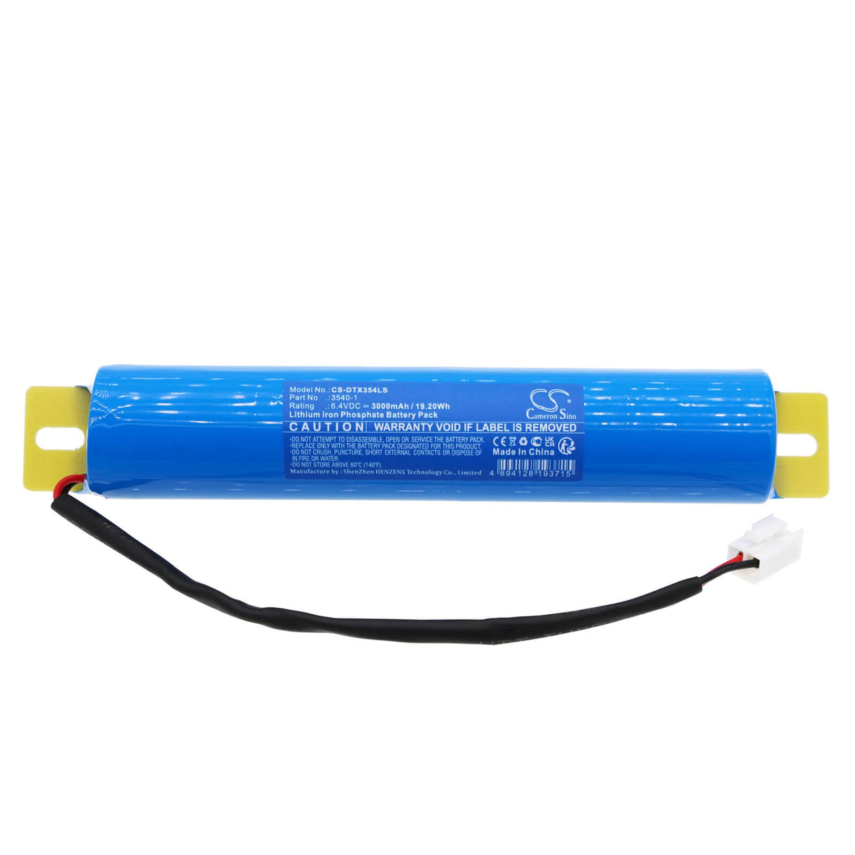 6.4V, LiFePO4, 3000mAh, batterie d'éclairage de secours s'adapte à Dotlux, 598999, 3538-140180, Mistralexit, 19.20Wh Éclairage de secours Cameron Sino Technology Limited