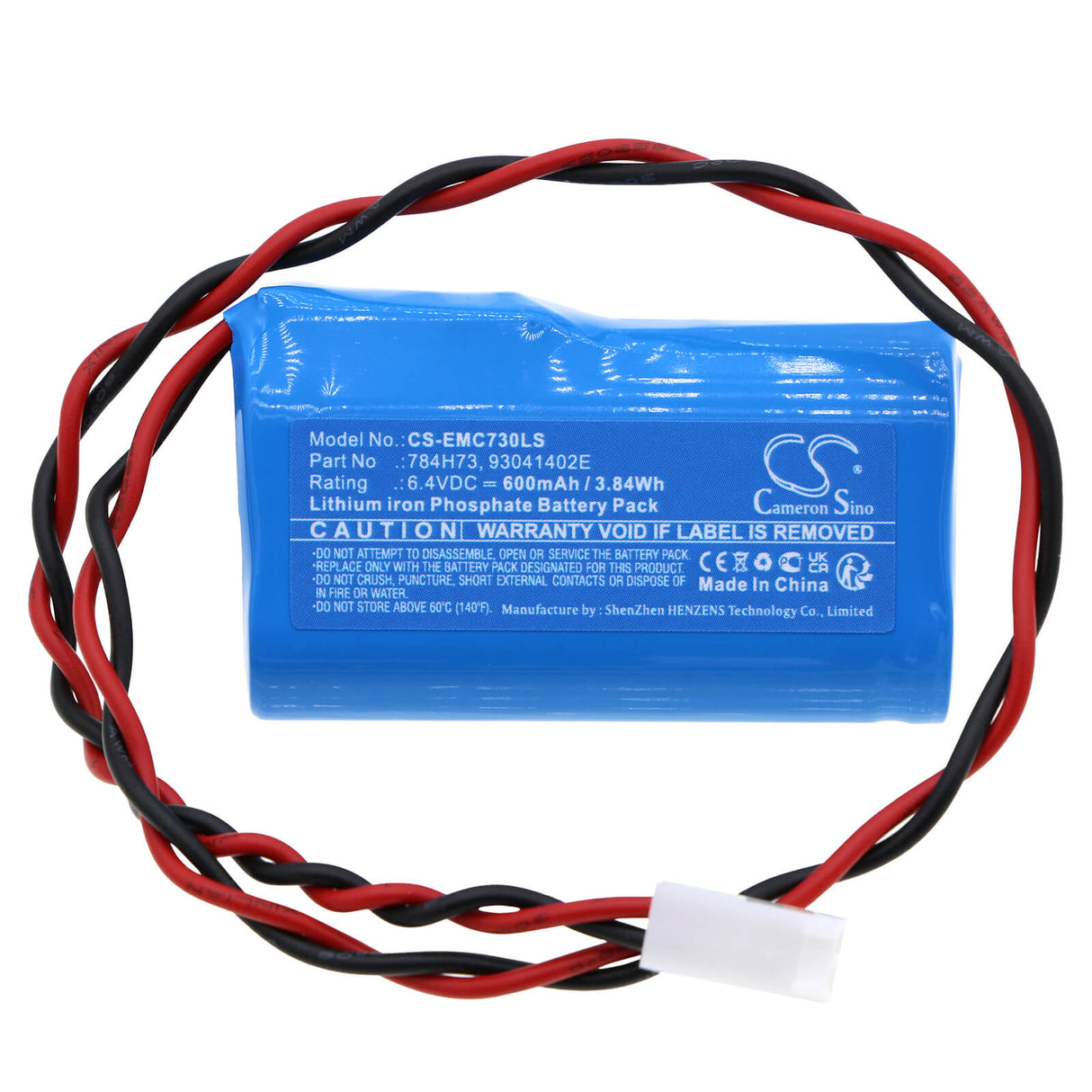 6.4V, LiFePO4, 600mAh, batterie d'éclairage d'urgence compatible avec Dual-lite, 784h73, Evcugw, Evcugwdi, 3.84Wh Éclairage d'urgence Cameron Sino Technology Limited