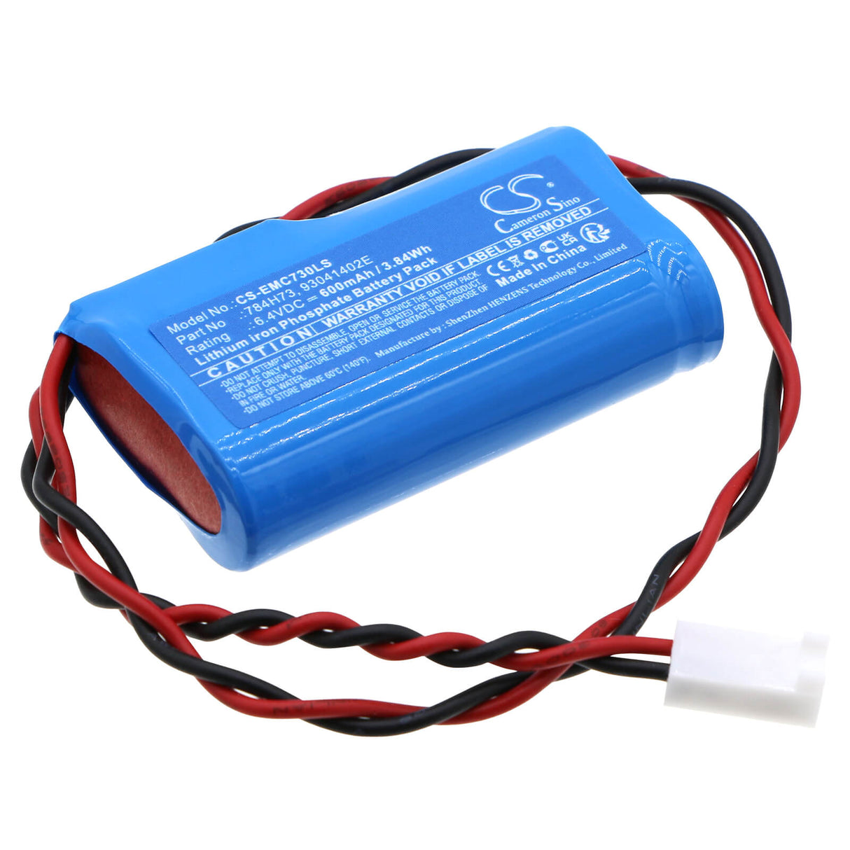 6.4V, LiFePO4, 600mAh, batterie d'éclairage d'urgence compatible avec Dual-lite, 784h73, Evcugw, Evcugwdi, 3.84Wh Éclairage d'urgence Cameron Sino Technology Limited