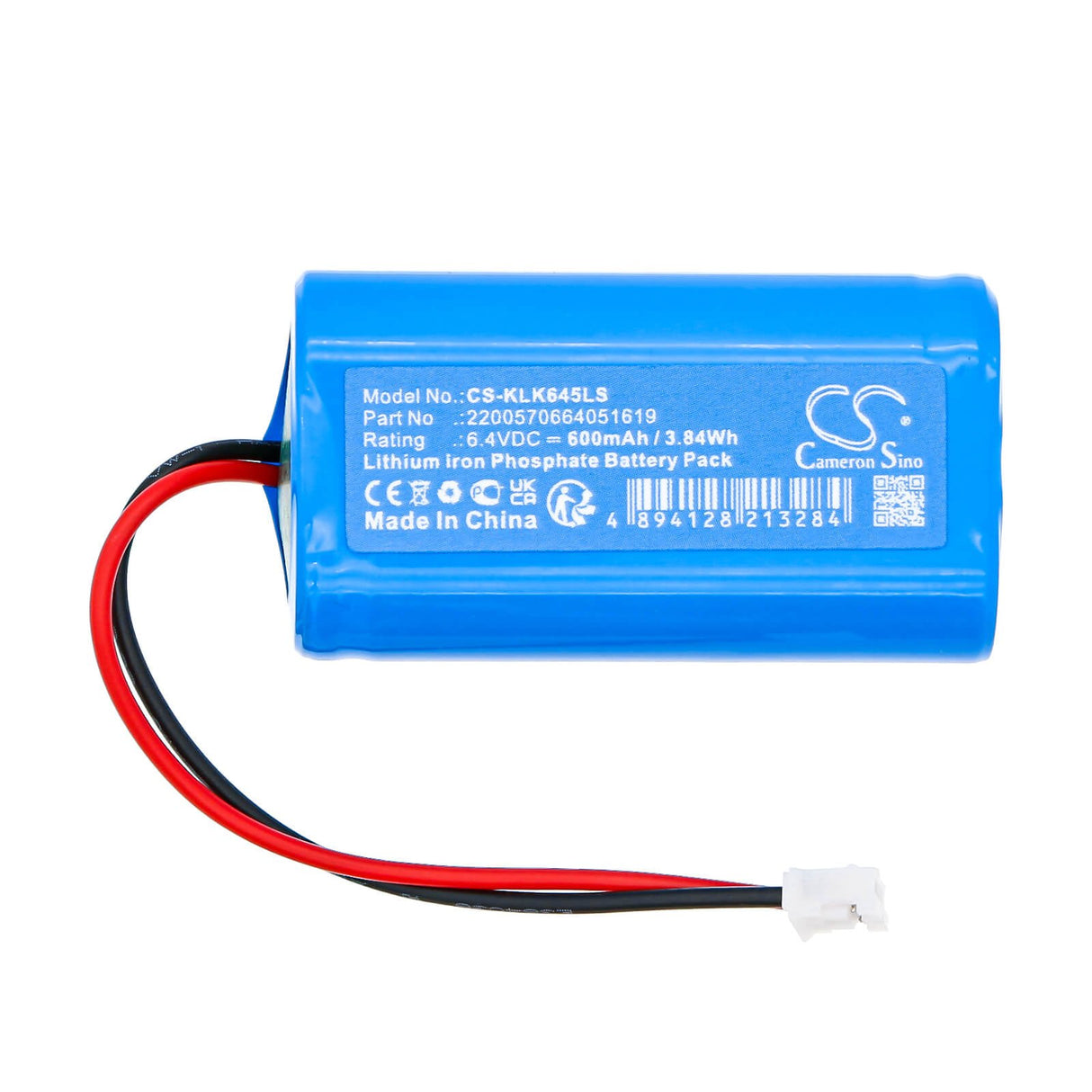 6.4V, LiFePO4, 600mAh, batterie d'éclairage d'urgence compatible avec Kanlux, 2.20057066405161E15, 5902052509928, 3.84Wh Éclairage d'urgence Cameron Sino Technology Limited