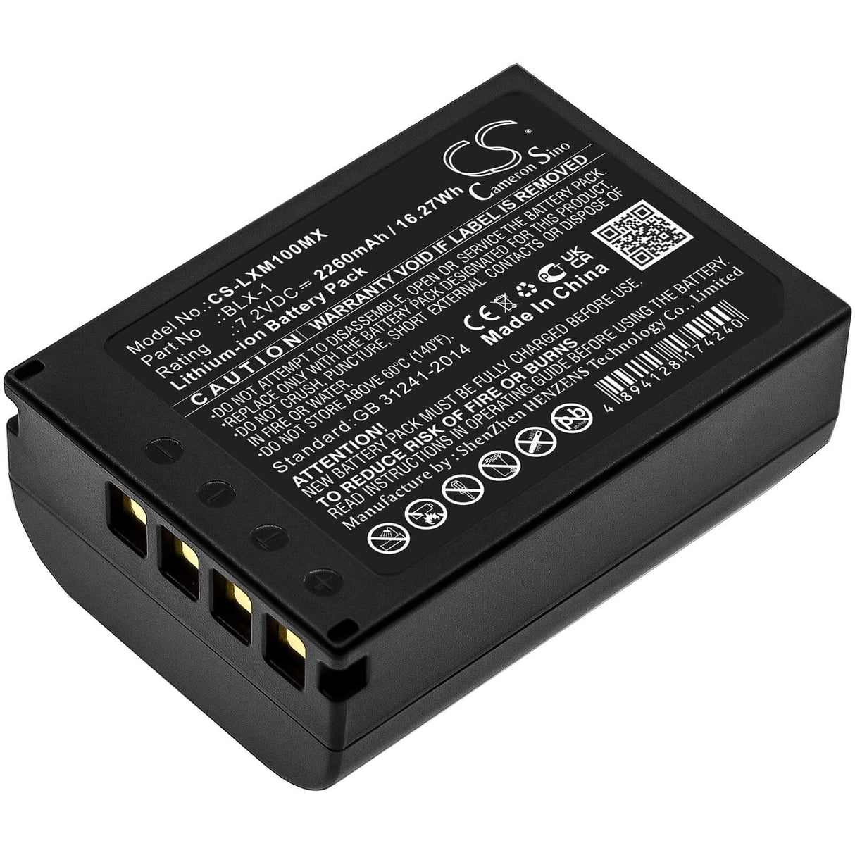 7.2V, Li-ion, 2260mAh, Camera battery fits Olympus, Blx-1, Om System Om-1, Om-1 Mirrorless, 16.272Wh Camera Cameron Sino Technology Limited (Camera)
