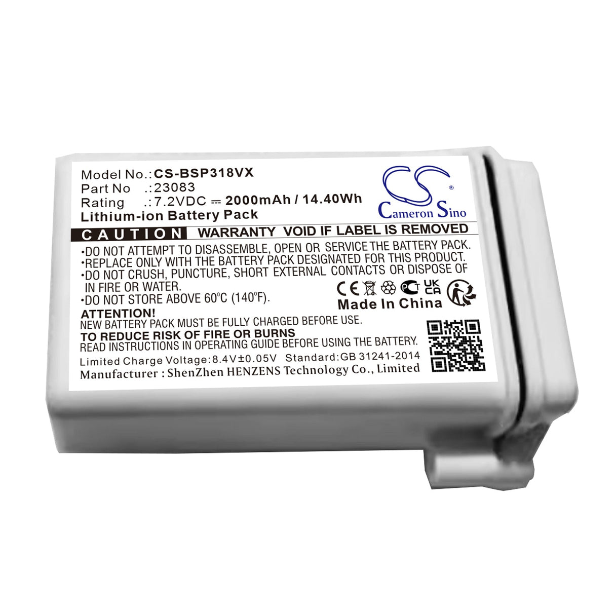 7.2V, Li-ion, 2000mAh, Battery fits Bissell, 3180+, 3181+, 14.40Wh Vacuum Cameron Sino Technology Limited