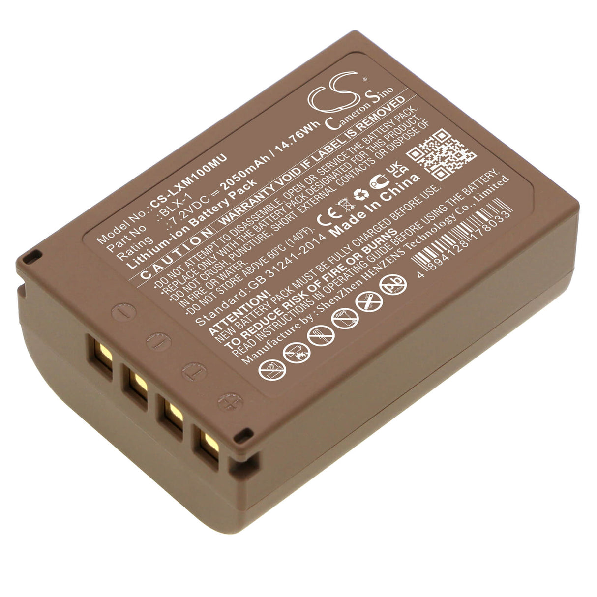 7.2V, Li-ion, 2050mAh, Camera battery fits Olympus, Blx-1, Om System Om-1, Om-1 Mirrorless, 14.76Wh Camera Cameron Sino Technology Limited (Camera)