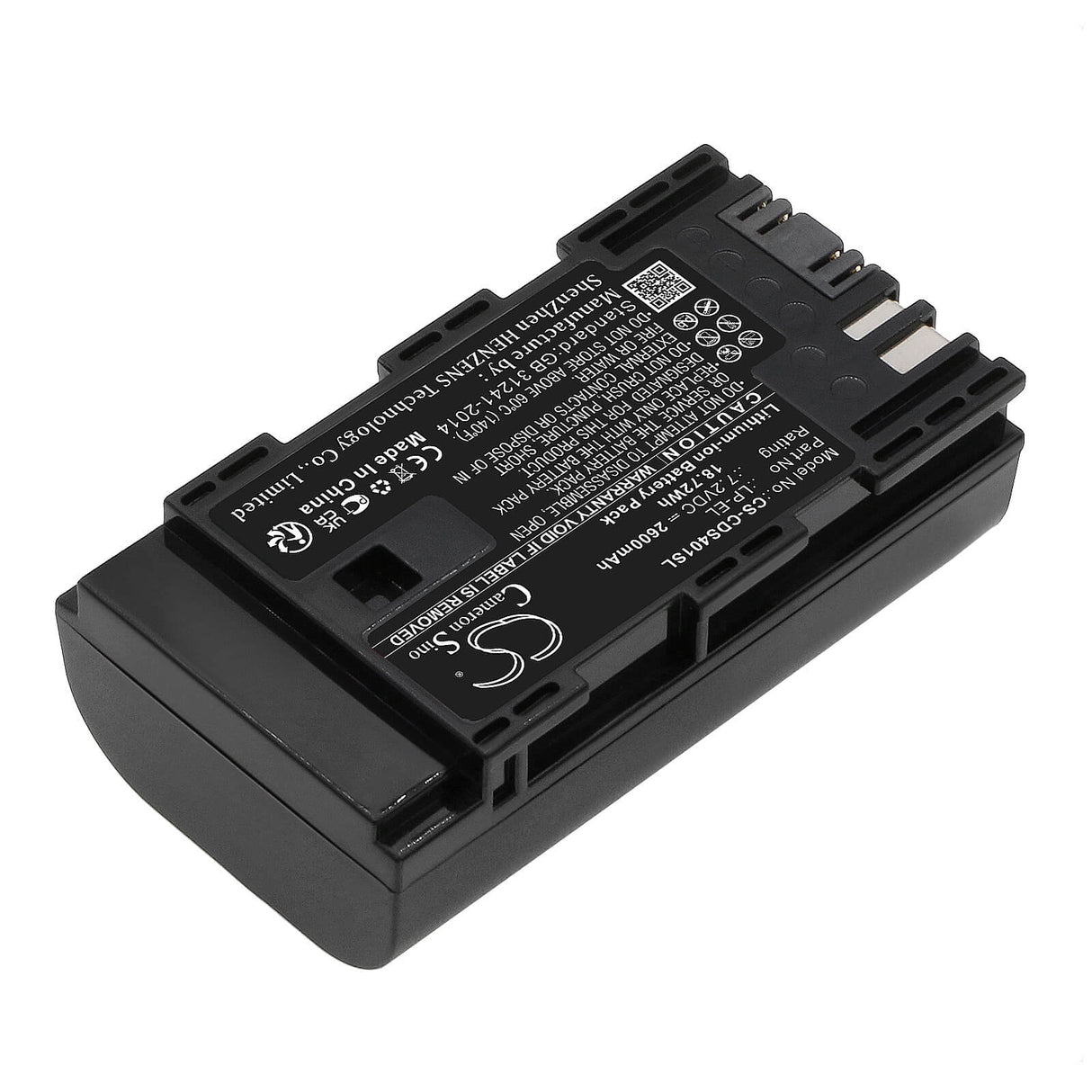 7.2V, Li-ion, 2600mAh, Strobe Lighting battery fits Canon, Lp-el, Ds401231, Speedlite El‑1, 18.72Wh Strobe Lighting Cameron Sino Technology Limited