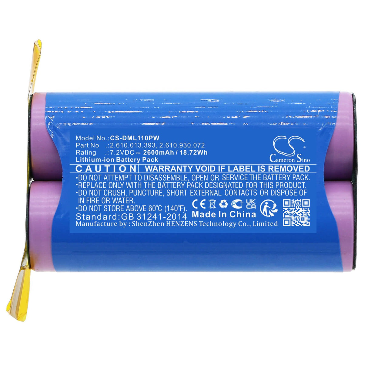 7,2v, Li-ion, 2600mah, Batterie pour outils électriques compatible avec Dremel, 1100-25, 1100li, 18,72wh Outils électriques Cameron Sino Technology Limited (Outils électriques)