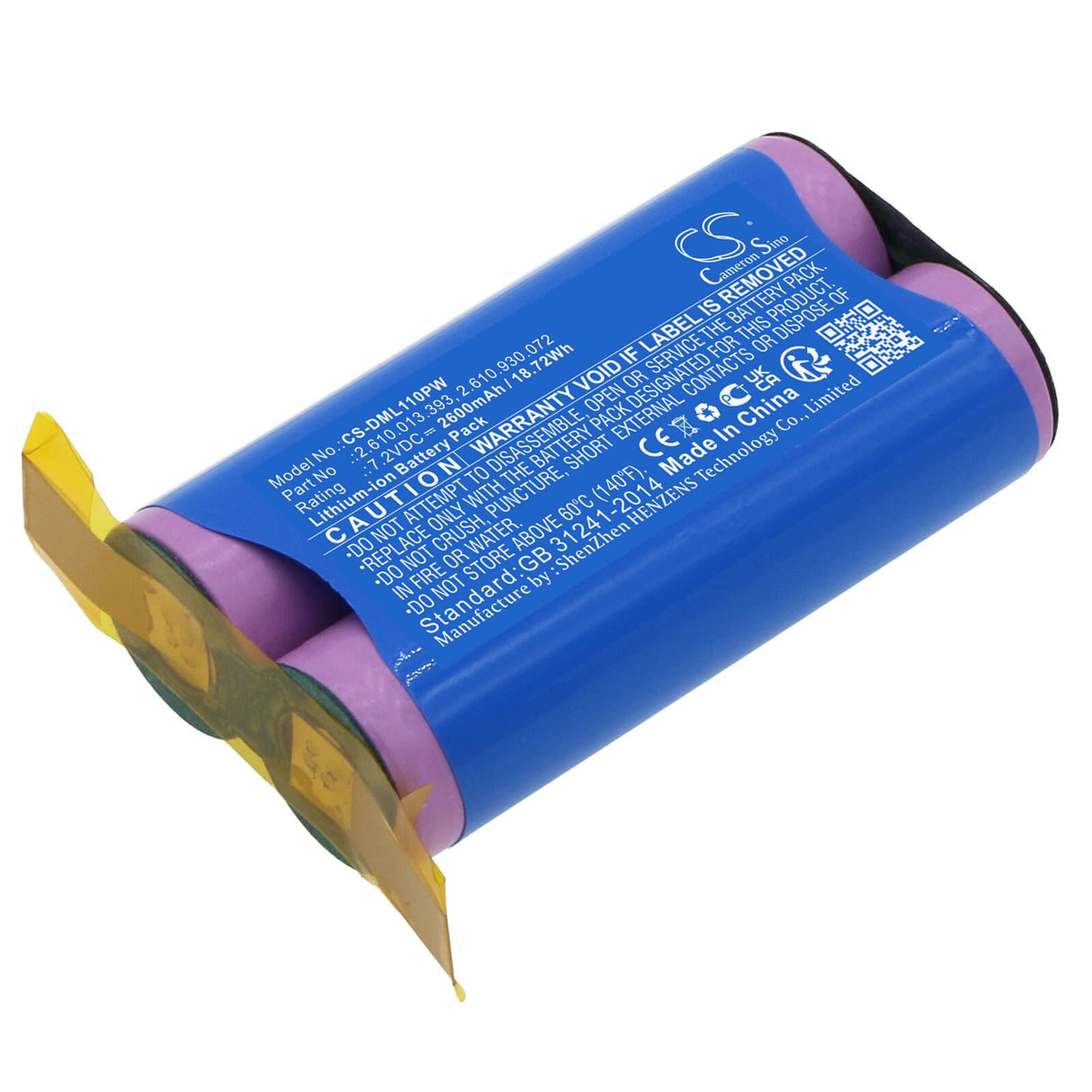 7,2v, Li-ion, 2600mah, Batterie pour outils électriques compatible avec Dremel, 1100-25, 1100li, 18,72wh Outils électriques Cameron Sino Technology Limited (Outils électriques)