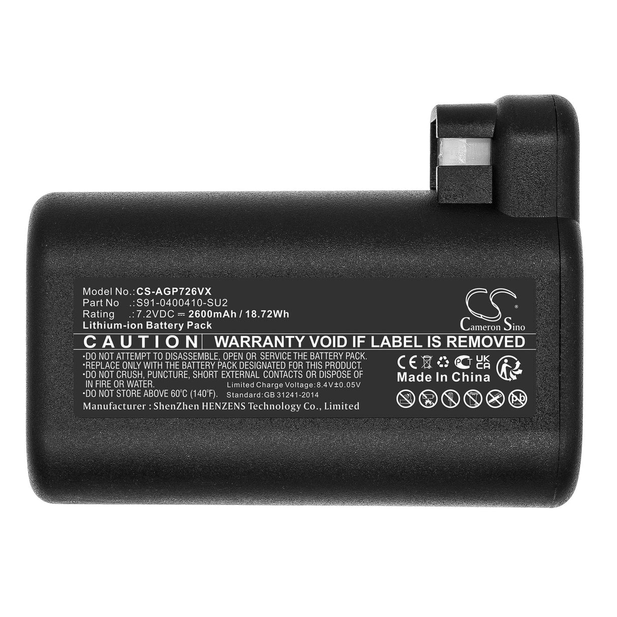 7.2V, Li-ion, 2600mAh Vacuum Battery fits Aeg, Electrolux Osiris, Rx9, 18.72Wh Vacuum Cameron Sino Technology Limited