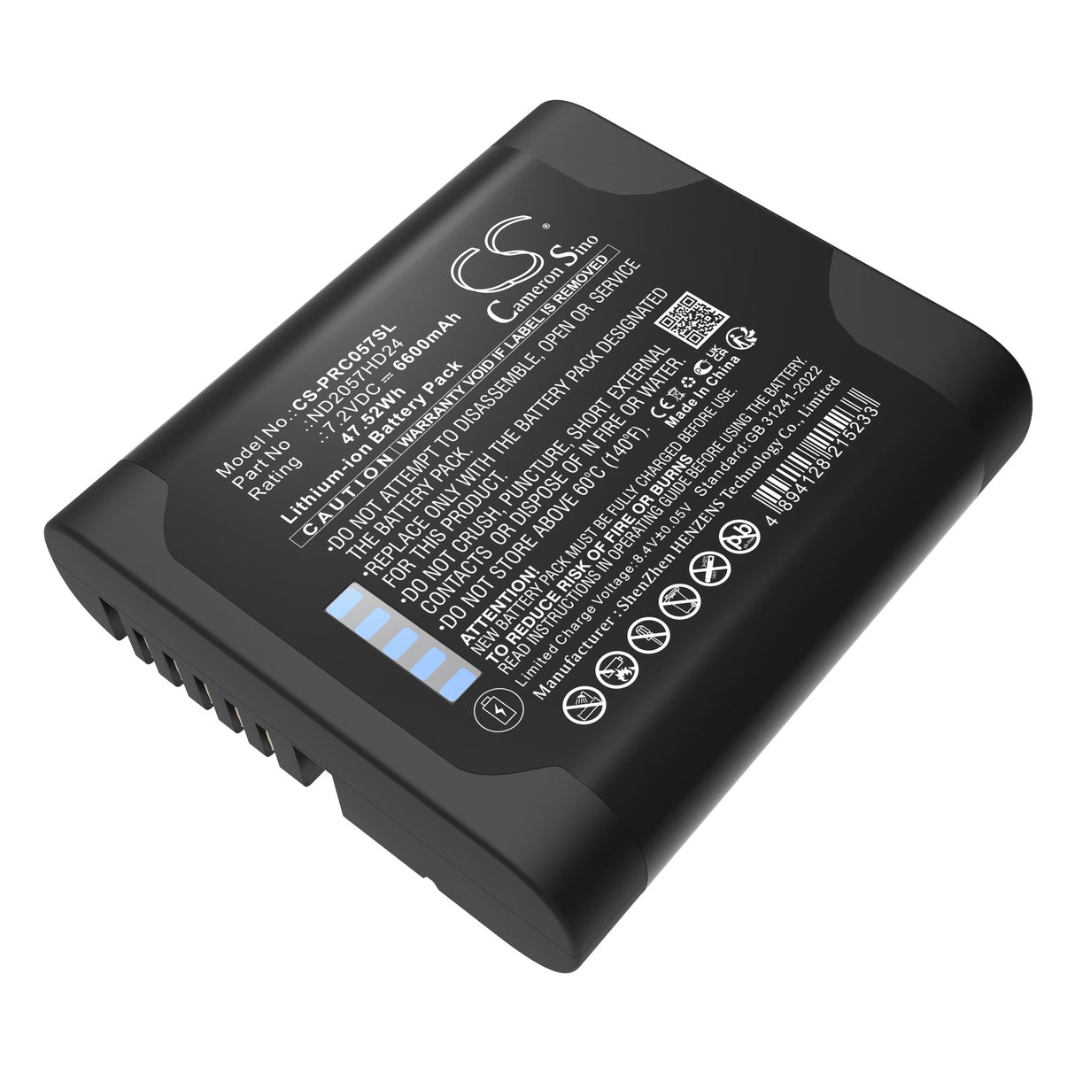 7.2V, Li-ion, 6600mAh, Headlamp battery fits Panametrics, Nd2057hd24, Pt900, 47.52Wh Flashlight Cameron Sino Technology Limited
