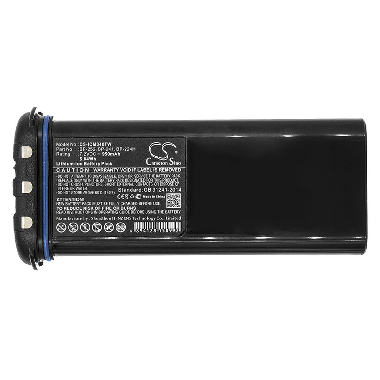 7.2V, Li-ion, 950mAh, Two-Way Radio battery fits Icom, Bp-224h, Ic-gm1600, Ic-gm1600e, 6.84Wh Two-Way Radio Cameron Sino Technology Limited