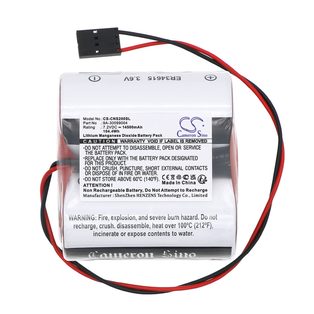 7.2V, Li-MnO2, 14500mAh, PLC battery fits Cameron Nuflo, Scanner 2000 Flow Analyzer, 104.4Wh PLC Cameron Sino Technology Limited (Dangerous Goods)