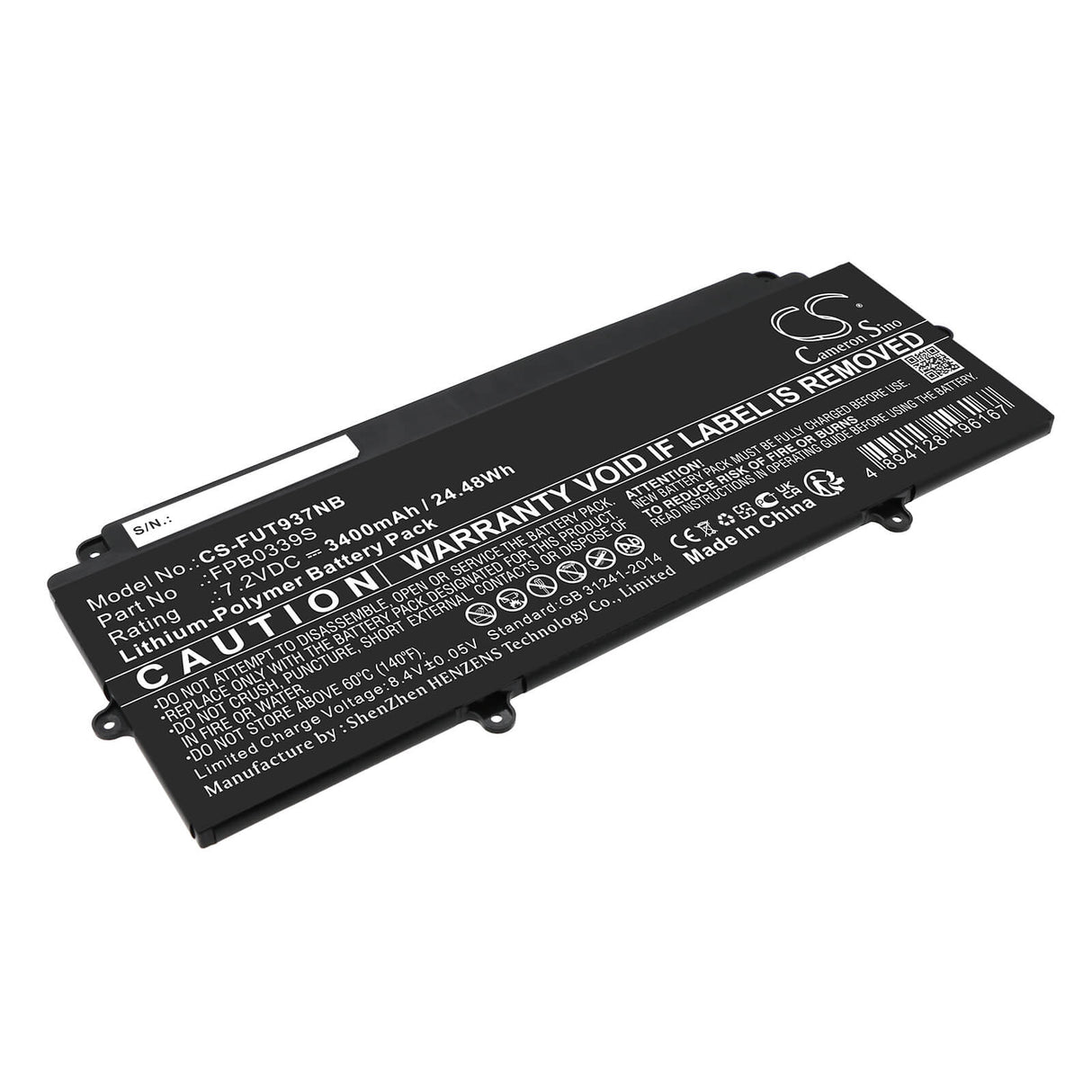 7.2v, Li-polymer, 3400mah, Battery Fits Fujitsu, Futro Mu937, 24.48wh Notebook, Laptop Cameron Sino Technology Limited