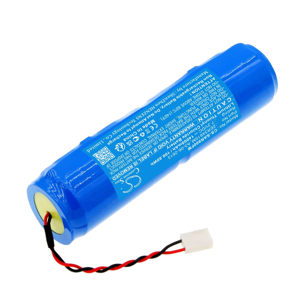 7,2V, Li-SOCl2, 14000mAh, batterie de sécurité marine adaptée à la balise radio, 2er34615m, Crt100, Esr06, 100,8Wh Dispositifs de sécurité et de flottaison marine Cameron Sino Technology Limited (Marchandises dangereuses)