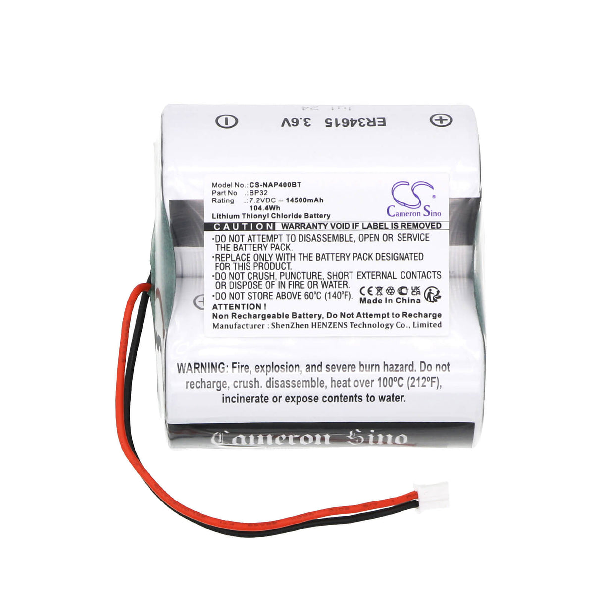 7.2v, Li-socl2, 14500mah, Alarm Battery Fits Noxalarm 151.016, 104.4wh Alarm System Cameron Sino Technology Limited (Dangerous Goods)