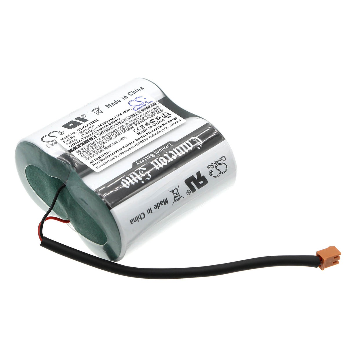 7.2v, Li-socl2, 14500mah, PLC Battery fits Elster, Fe230, 104.40wh PLC Cameron Sino Technology Limited (Dangerous Goods)