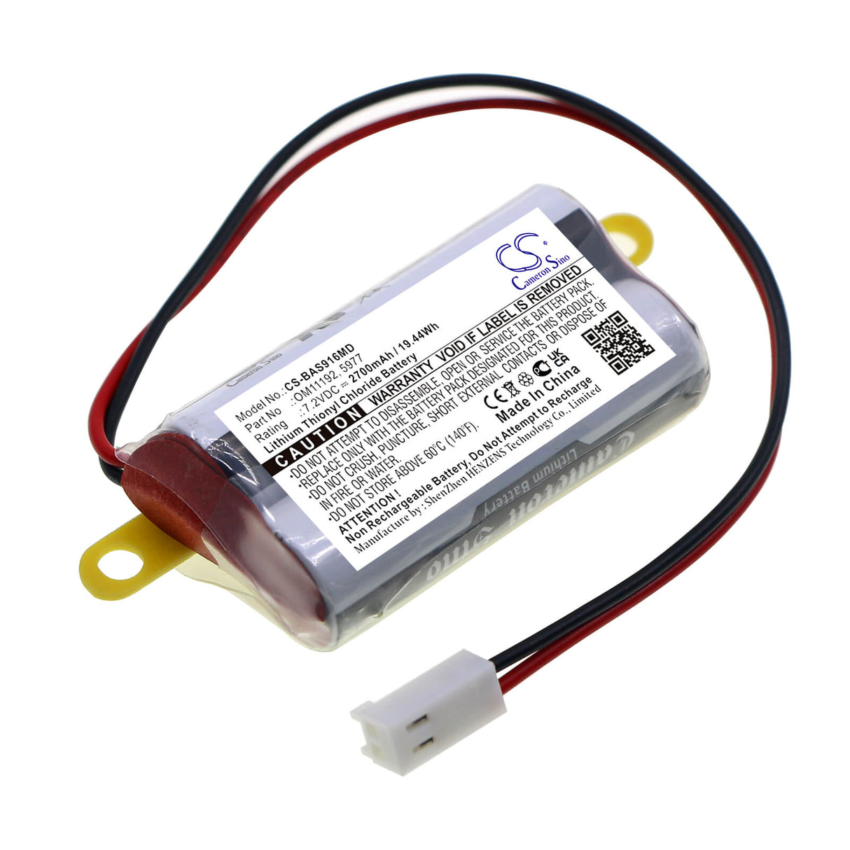 7.2v, Li-socl2, 2700mah, Batterie médicale compatible avec Baxter Healthcare, 2m91617, 19.44wh Cameron Sino Technology Limited (Médical)
