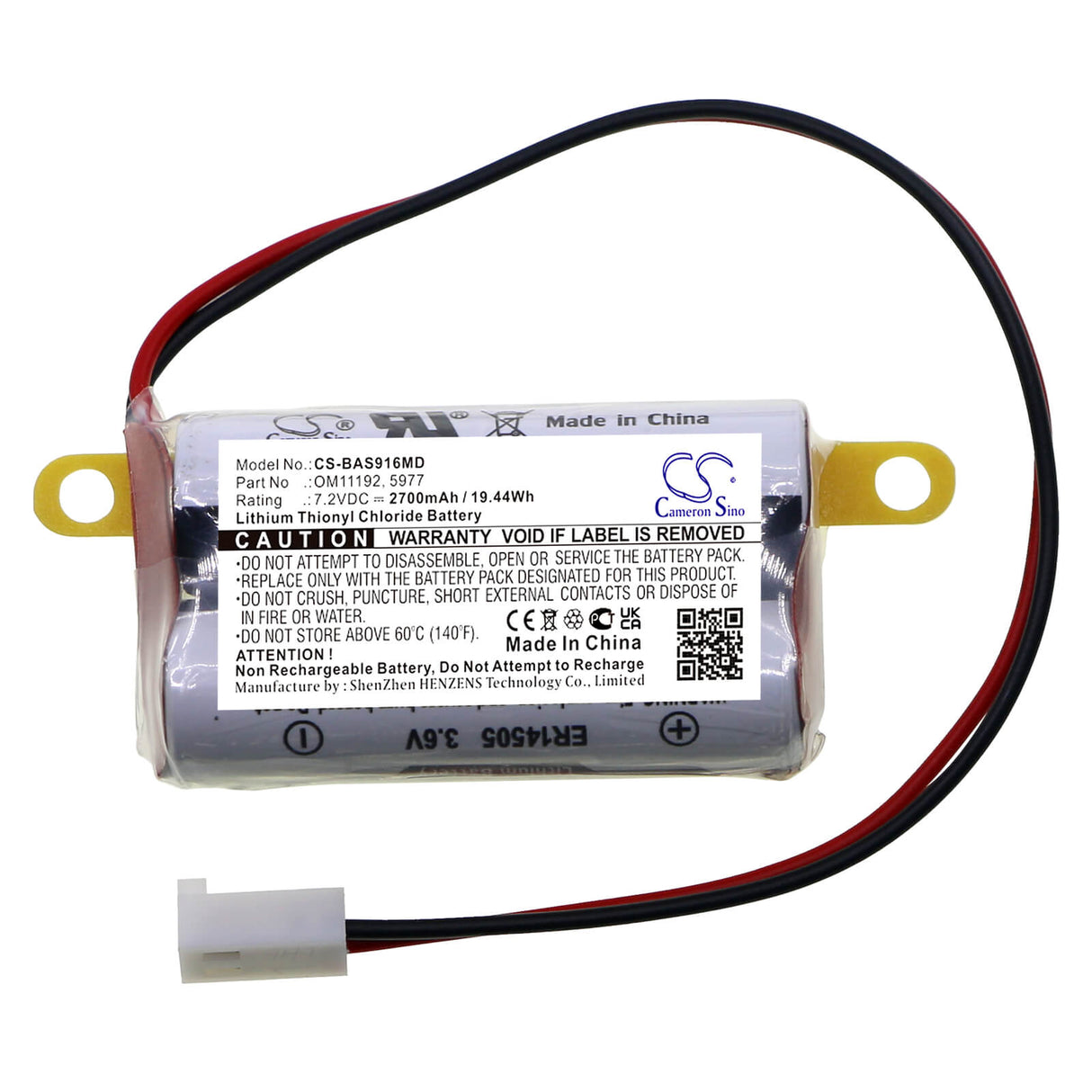 7.2v, Li-socl2, 2700mah, Batterie médicale compatible avec Baxter Healthcare, 2m91617, 19.44wh Cameron Sino Technology Limited (Médical)
