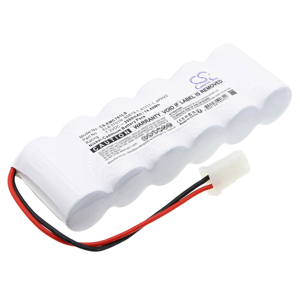 7.2V, Ni-CD, 2000mAh, batterie d'éclairage de secours compatible avec Lithonia, 4ph22, Lv S W R 120/277 Eln Um, 14.40Wh Éclairage de secours Cameron Sino Technology Limited