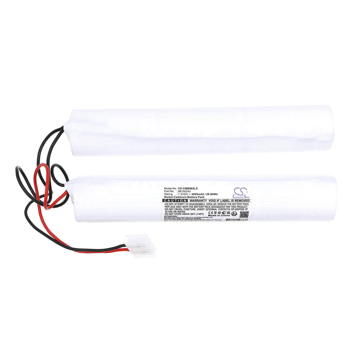 7.2V, Ni-CD, 4000mAh, Batterie d'éclairage de secours compatible avec Candelux, 98100242, M-ba 8-65.3, 28.80Wh Éclairage de secours Cameron Sino Technology Limited