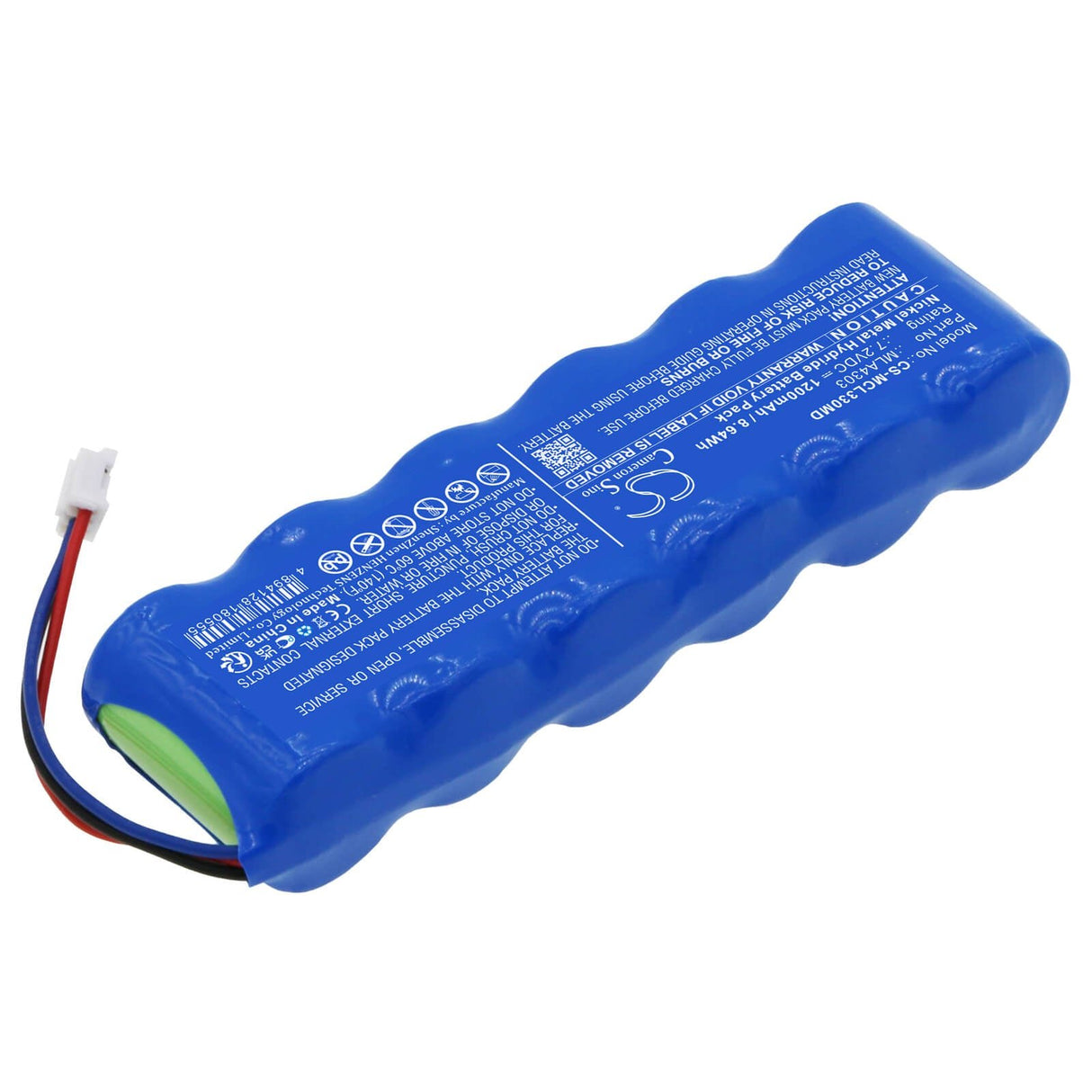 7.2V, Ni-MH, 1200mAh, Batterie médicale compatible avec Micro Medical, Ml2000, Microlab 3300 Pulmonary Functi, Microlab 3300 Spirometer, 8.64Wh Medical Cameron Sino Technology Limited (Médical)