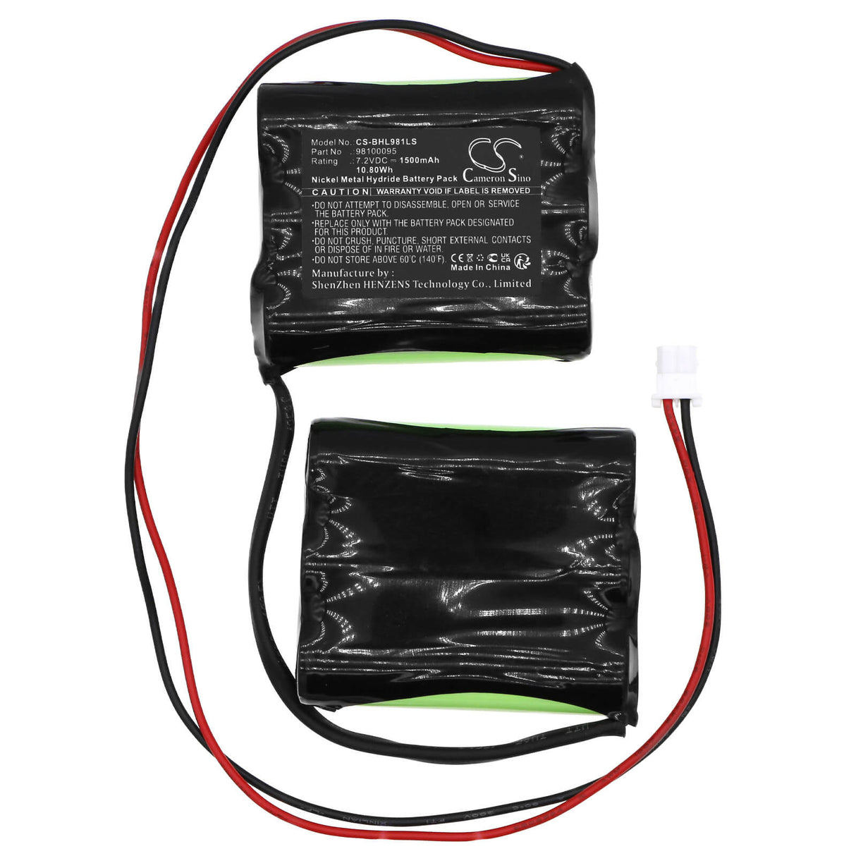 7.2V, Ni-MH, 1500mAh, batterie d'éclairage de secours convient à Beghelli, 98100095, 415391001, 10.80Wh Éclairage d'urgence Cameron Sino Technology Limited