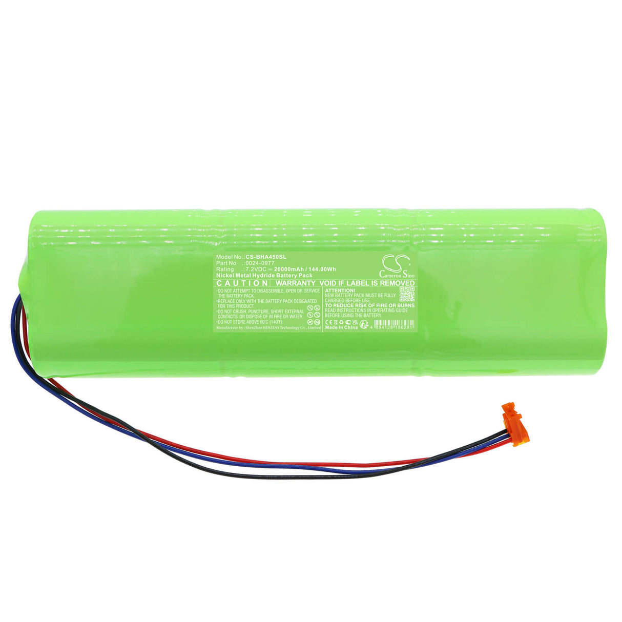 7,2V, Ni-MH, 20000mAh, Batterie d'équipement compatible avec Bacharach, 0024-0977, ECA 450 Analyzers, 144Wh Équipement, Enquête, Test Cameron Sino Technology Limited