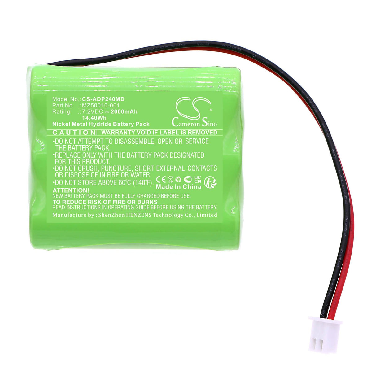 7.2V, Ni-MH, 2000mAh, Batterie médicale compatible avec Ade, Mz50010-001, Dp2300, Dp2400, 14.40Wh Medical Cameron Sino Technology Limited (Médical)
